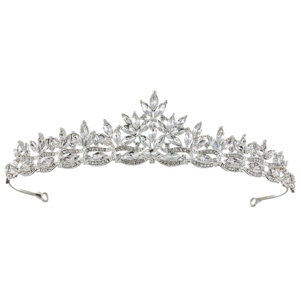 Samky Bride's Wedding Tiara Bridal Rhinestone Crystal Crown Headpiece Hair Accessories for Woman