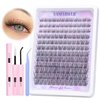 Natural Lash Clusters Kit Wispy Lash Extension Kit Waterproof Lash Clusters C Curl Cluster Eyelash Extensions Kit 144pcs Individual Lashes 10-16mm Eyelash Extension Kit by Lanflower