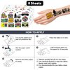 8 Sheets (84PCS) Hip Hop Temporary Tattoos 80s 90s Themed Birthday Party Decorations Supplies Favors Decor Stickers For Men Women Kids Gifts Classroom School Prizes Rewards