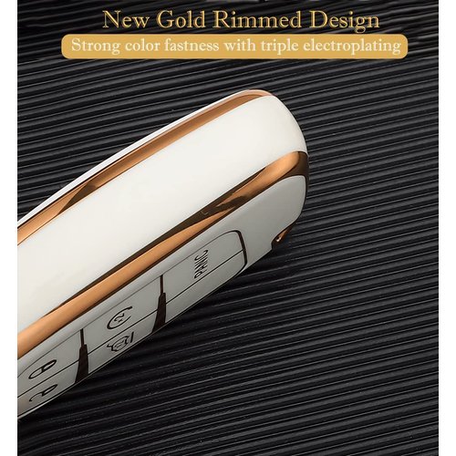 RICHBULL For Jeep Key Fob Cover with Leather Keychain,Premium Soft TPU Protection Key Case for Jeep Smart Key 3 4 5 Buttons Protector Challenge（White ）