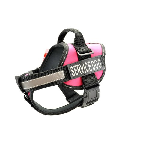 Service Dog Vest Harness with Handle, Chest Plate, Service Dog Patches. Red, Black, Blue, Pink 15" - 46"