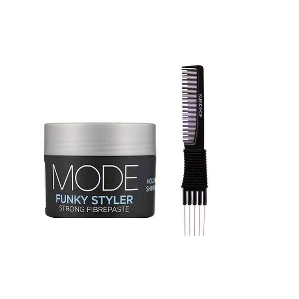 Affinage Mode Funky Styler Strong Fiberpaste Hair Wax (2.54 oz) with Teasing Comb Pack 1