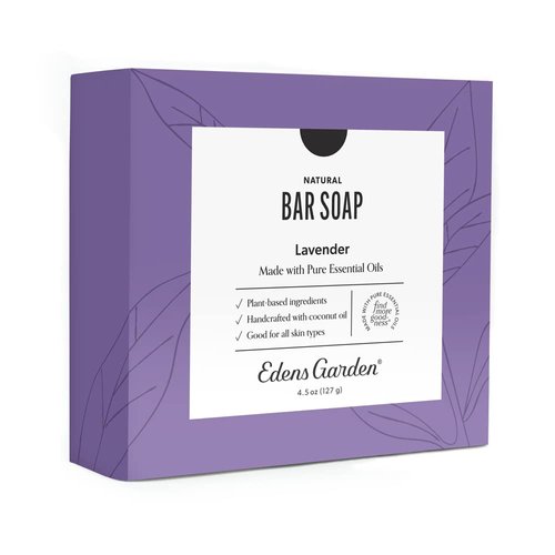 Edens Garden Lavender Natural Aromatherapy Cold Processed Bar Soap (Made With Essential Oils, Vegan, For Face & Body), 4.4 oz Bar