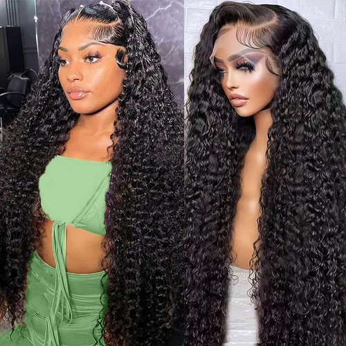 Espive Deep Wave Lace Front Wigs Human Hair Pre Plucked 13x4 Hd Lace Frontal Wigs Brazilian Deep Wave Human Hair Wigs for Women 180% Density Natural Color 30 inch