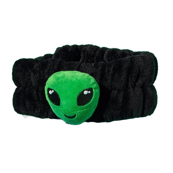 The Crème Shop 3D Teddy Headyband™ - Plush SPA Headband with Stretchy Elastic Band for Comfortable Fit - Ideal for Hair Control during Beauty and Skincare Routines (Alien)