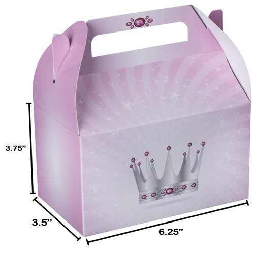 Hammont Paper Treat Boxes - (10 Pack) - Party Favors Treat Container Cookie Boxes Cute Designs Perfect for Parties and Celebrations 6.25" x 3.75" x 3.5" (Princess)