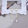 Sttiafay Vintage Crystal Pearl Dangle Earrings Teardrop Pearl Drop Earrings Long Tassel Pearl Earrings Gold Cz Square Stud Earrings Jewelry for Women and Girls