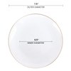 Disposable Plastic Plates with Rim Design, Organic Round Dinnerware Bulk Order for Wedding, Birthday & All Occasions (White with Gold, 7.5" Salad Plates (120 Plates))
