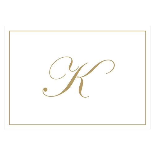 Caspari Gold Embossed Initials Boxed Note Cards in Letter K, 8 Cards & Envelopes