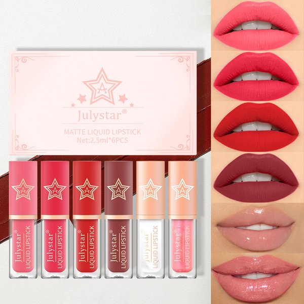 6Pcs Matte Liquid Lipstick Makeup Kit, Matte Velvet liquid Long-Lasting Wear Non-Stick Cup Not Fade Lip Gloss Set for Girls and Women