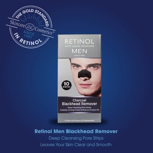 Retinol Men’s Charcoal Blackhead Remover – The Original Anti-Aging Peel-Off Cleansing Pore Strips – Unclogs Pores & Lifts Out Deep-Down Dirt, Oil & Blackheads In Just 10 Minutes