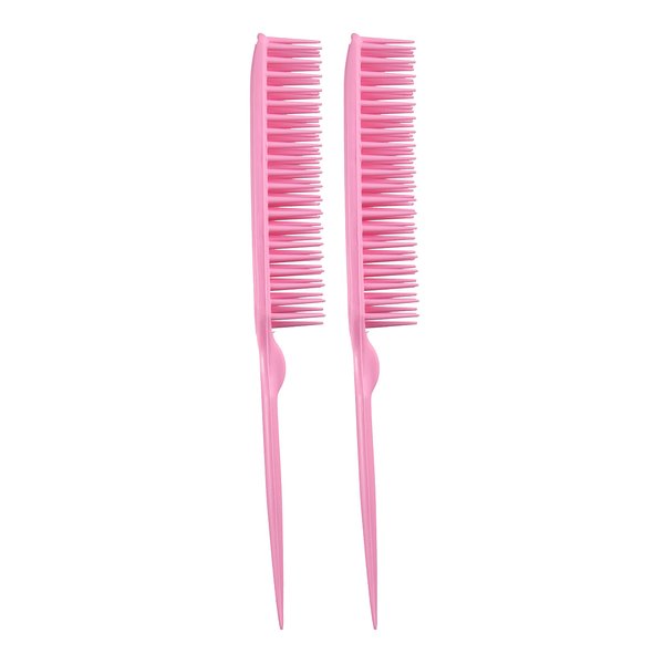 Allegro Combs 60 Parting Three Row Combs Salon Hairstylist Hairdresser Detangle Combs For Natural Hair And Wigs For Curly Hair Made In The Usa 2 Pcs. (Light Pink)