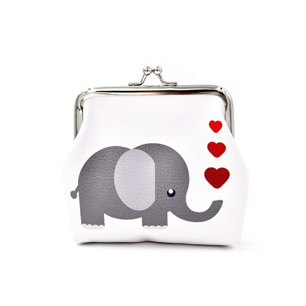 Nodykka Pu Leather Coin Purse Cute Animal Elephant Wallet Bag Change Pouch Gifts for Women Kids Girls Key Holder