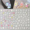 5D Flower Nail Art Stickers, 5D Embossed Floral Nail Decals Daisy Small Flower Floral Nail Art Supplies Luxurious Spring Summer Nail Design for Women Manicure Decoration(4 Sheets)