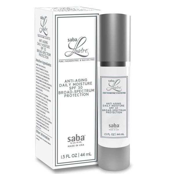 Saba Lustre™ Environmental Shield Essential-Day Moisture SPF 30 - Vitamin C, Moisturizer for Face with SPF -Antioxidants with White Tea and Pomegranate, providing broad-spectrum UVA/UVB sun protection- Face Moisturizer Protects and Brightens -1.5 FL OZ.