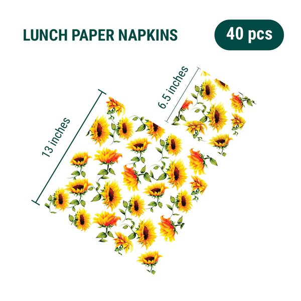 Sunflower Paper Napkins SUMMER MADNESS 40pcs 6.5x6.5 Paper LUNCH Napkins, Sunflower Napkins, Fall Napkins, Thanksgiving Paper Napkins, Decorative Napkins for Decoupage, Thanksgiving Lunch Napkins