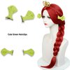 Long Red Braid Princess Wig + Crown Hair Comb + Wig Cap Pre-styled Red Wigs Synthetic Fiber Hair for Women Halloween Party