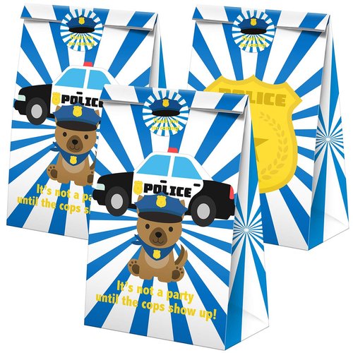 Police Goodie Bags-24 Pcs Police Party Favors Candy Bags with Stickers, Police Goody Gift Treat Bags Police Themed Birthday Party Supplies