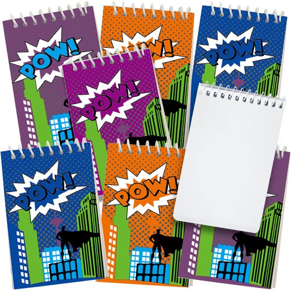 ArtCreativity Mini Superhero Notebooks, Pack of 12, Small Comic Inspired Spiral Notepads, Cute Stationery Supplies for School and Office, Fun Birthday Party Favors, Goodie Bag Fillers for Kids