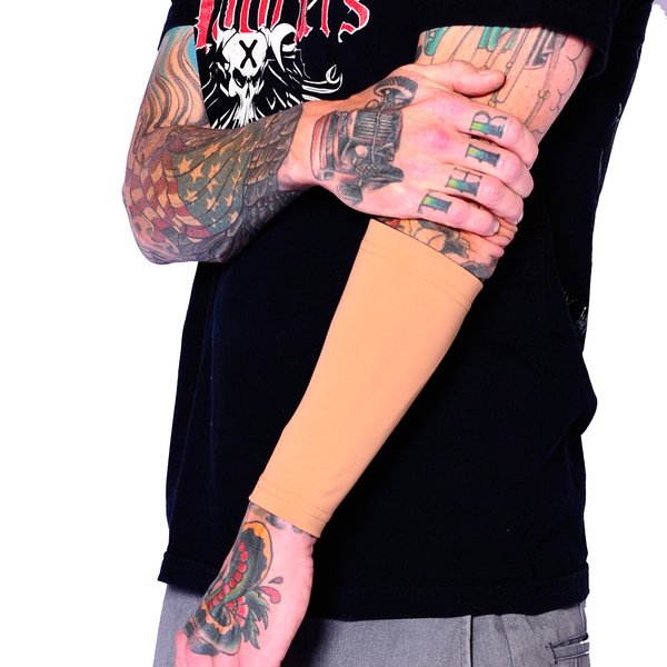 Tat2X Ink Armor Premium Forearm 9" Tattoo Cover Up Sleeve - No Slip Gripper - U.S. Made - Light - XL2X (one sleeve)
