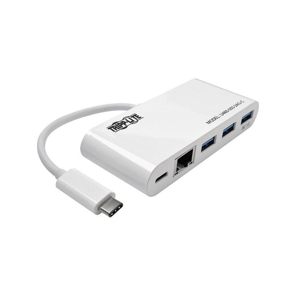 Tripp Lite 3-Port USB-C hub w/GbE, USB-C Charging USB Type C USB 3.1 Hub