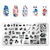 DANNEASY 6 Pieces Independence Day Nail Stamping Plate 4th of July Nails Design Nail Stamps Nail Stencils Stamping Plates for Nails Manicure Template Nail Art Tools DIY Nails Accessories