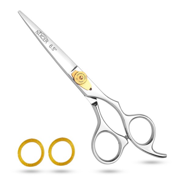 Nixcer Hair Cutting Scissors -Sharp Razor Edge Blade Hair Shears Series - 6.5" With Fine Adjustment – Stainless Steel Hair Scissors Professional For Men, Women & Babies (Silver)