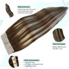 Tape in Hair Extensions Human Hair 22 Inch Balayage Brown to Blonde Highlights Human Hair Extensions 50g 20pcs Tape ins Skin Weft Hair Extensions Invisible Glue in Hair Extensions