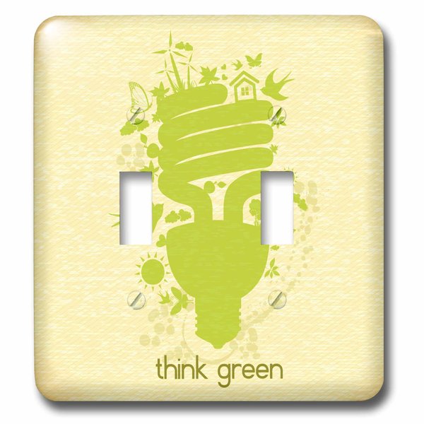 3dRose Dooni Designs Floral and Nature Designs - Think Green Earth Day Conserve Energy Eco-Friendly Light Bulb Design - double toggle switch (lsp_104538_2)