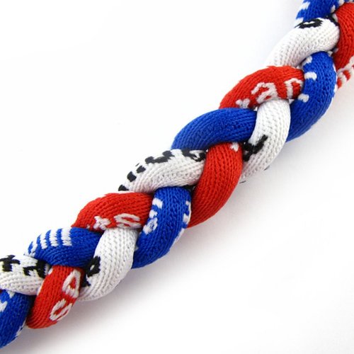 MapofBeauty unisex adult 18" Sport Three Colors Three Braided Rope Tornado Necklace (Royal Blue/Red/White)
