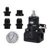 PQY Fuel Pressure Regulator with Gauge AN10 Feed & AN6 Return Line & AN10 End Cap Black