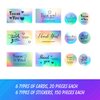 KIUKIUO 1020 PCS Thank You Cards and Stickers Set, Include 120 Thank You Holographic Business Card 900 Thank You Thank You for Supporting My Small Business Holographic Stickers