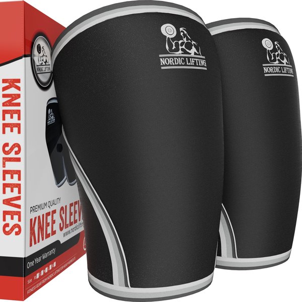 Nordic Lifting 7mm Neoprene Knee Sleeves (1 Pair) Support & Compression for Weightlifting, Powerlifting & Cross Training (USPA Approved) for The Best Squats - Both Women & Men - XS