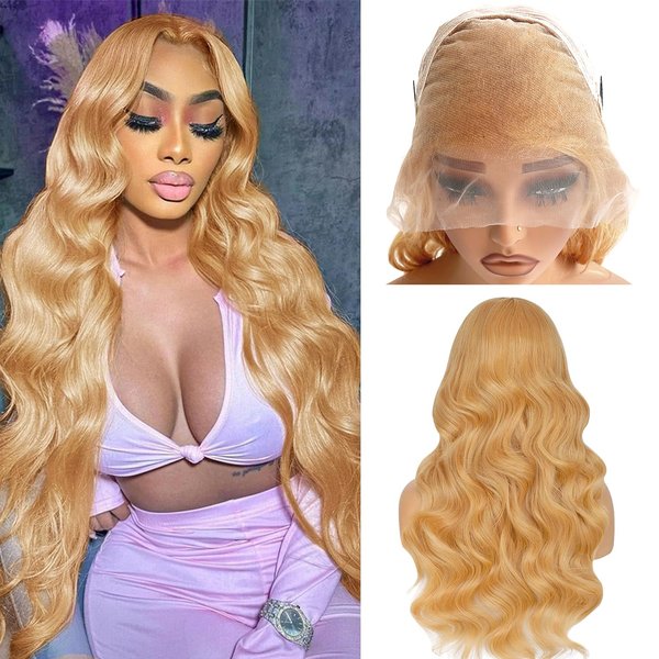 32 Inch Honey Blonde Wig Human Hair 13x4 Body Wave Honey Blonde HD Lace Front Wig Human Hair Colored 27# Blonde Lace Front Wigs Human Hair Glueless Wigs Human Hair Pre Plucked Lace Frontal Wigs