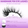 Fluffy Lashe Clear Band Fox Eye Lashes Faux Mink Eyelashes Wispy False Eyelashes Cat Eye Lashes 3D Volume Strip Lashes Pack by Kiromiro