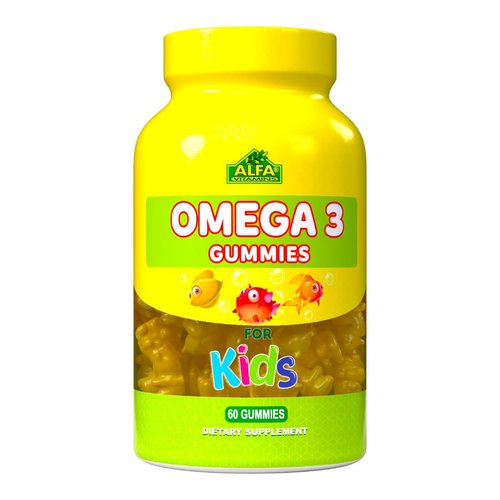 ALFA VITAMINS Omega 3 Gummies for Kids EPA & DHA Fish Oils - Natural Brain Booster for Focus, Memory, Clarity, Energy, Heart Health & Vision Support - 60 Gummies