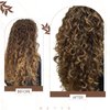 Hetto Curly Clip in Hair Extensions Curly Hair Extensions Water Wavy Human Hair Extensions Clip in #4/27 Brown Highlighted Blonde Curly Clip in Extensions 14 Inch 7Pcs 105g