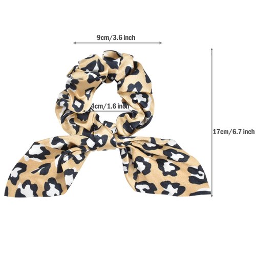 Yonchic 6-Piece Satin Bowknot Elastic Hair Ties, Animal Print Leopard Scrunchies Ladies Long Lasting Braids Ponytail Holders, Soft Elegant Bow Hair Tie Ribbon Rubber Bands Hair Accessories