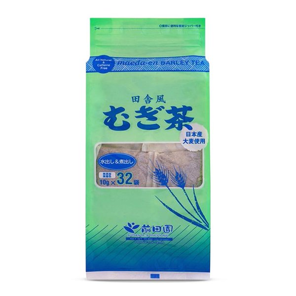 MAEDA-EN Mugi-cha Barley Tea 32 Tea Bags Caffeine Free Japanese Origin Individually Wrapped Teabag 17616 1pk