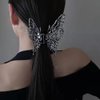 3D Butterfly Hair Clips ,Silver Color Metal Liquid Design Butterfly Hair Claw Clip Jaws Pins Hollow Metal Hair Barrette Claw Liquidness Hair Styling Clips Butterfly Women Headband Lady Thick Hair Barrette Vivid Butterfly Hair Clamps