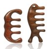 PEUTIER 2pcs Scalp Massager Combs, Anti-Static Natural Wooden Wide Tooth Comb Sandalwood Scalp Massage Gua Sha Head Massage Comb Tool for Hair Growth for Women Gift (Style A)