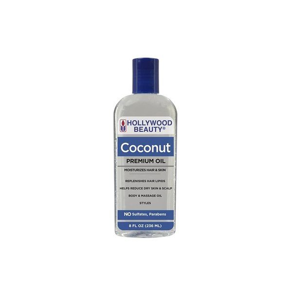 Hollywood Beauty Coconut Oil Moisturizes Hair & Skin 8 Oz,Pack of 2