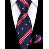 Barry.Wang America Flag Self Ties for Boys Adjustable Blue and Red Star Stripe Handkerchief Neckties Formal School Uniform