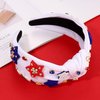 CEALXHENY 4th of July Headbands for Women, 4th of July Accessories, American Flag Star Headbands, Rhinestone Pearl Knotted Headbands Beads Embellished Jeweled Headbands Holiday Gifts (Star A - White)