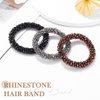 Fashey Pearl Hair Ties Rhinestone Ponytail Holder 3 Pcs Bead Set Hair Scrunchies Elastic Hair Bands Hair Accessories for Women and Girls (black,dark brown,grey)