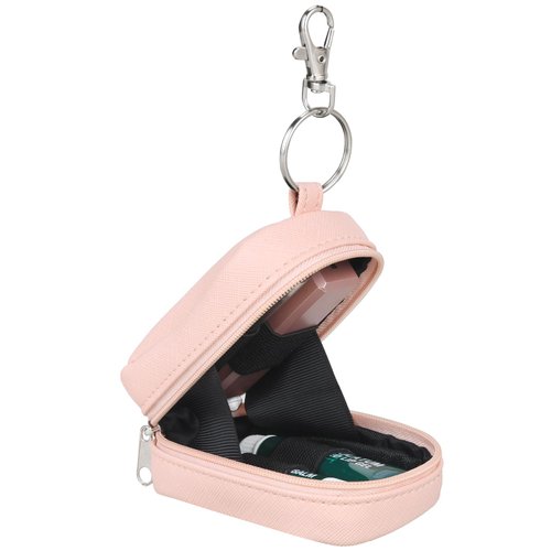 Meiiy Chapstick Holder Bag Small Lip Balm Sleeve Pouch Lipstick Portable Storage Bag Lip Gloss Case With Hook Accessories Gift for Women (pink)