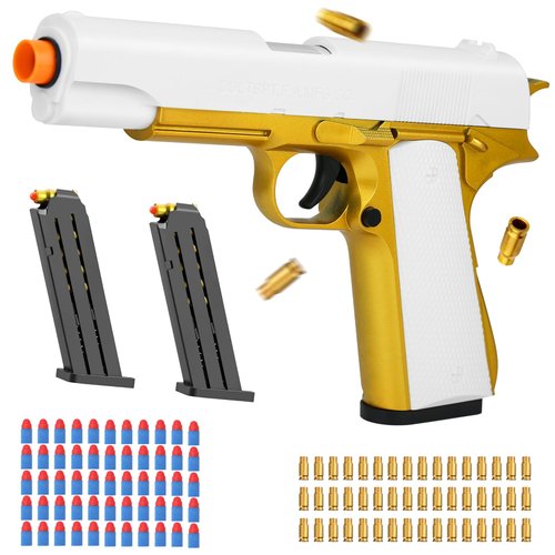 Toy Gun Soft Bullet for Boys Girls, Toy Foam Blasters & Guns, Toy Guns with Shell Ejecting, Gift Box for Christmas Birthday for Boys Girls Adults Age 8+ Gold
