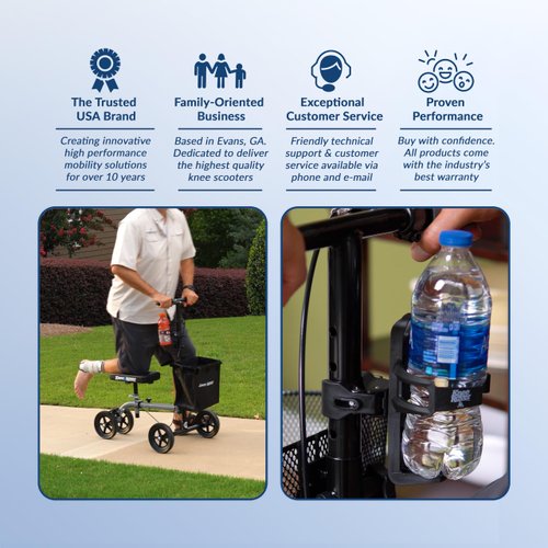 KneeRover Universal Cup Holder Bottle Holder Accessory for Knee Scooters for Foot Injuries, Broken Ankle - Convenient Part Attaches to Most Knee Walker Models