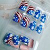 Independence Day Press on Nails Short Star False Nails 4th of July Glue on Nails American Flag Glossy Five-pointed Star Design Fake Nails Natural Fit Stick on Nails Acrylic Artificial Nails for Women