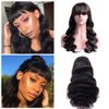 Amella Hair Brazilian Body Wave Wigs With Bangs Virgin Brazilian None Lace Front Wigs Human Hair Wigs 150% Density Glueless Machine Made Wigs For Black Women(26inch, Body wave)